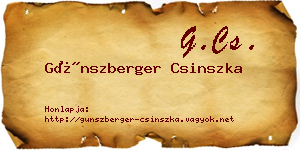 Günszberger Csinszka névjegykártya
